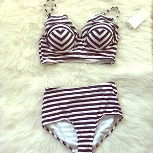 Cute striped blue bikini xs xsmall petite
